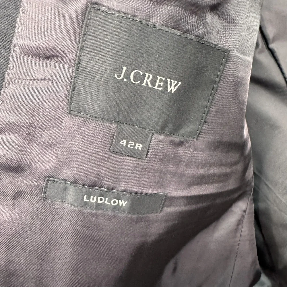 J.Crew Wool Suit Jacket Mens 42R Ludlow Black Loro Piana Super 120s EUC